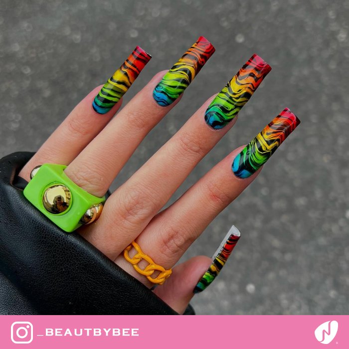 Zebra Rainbow Nails